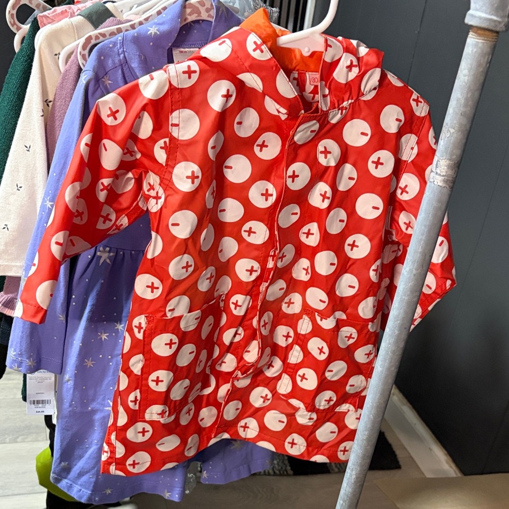 Magnificent Baby Orange and White Polka Dot Raincoat